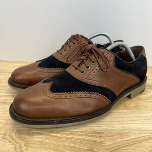 Mens Johnston & Murphy Wingtip Brogue Brown Blue Dress Derby Shoes Size 10.5 M